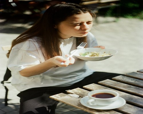 Person enjoying a quiet and mindful eating moment